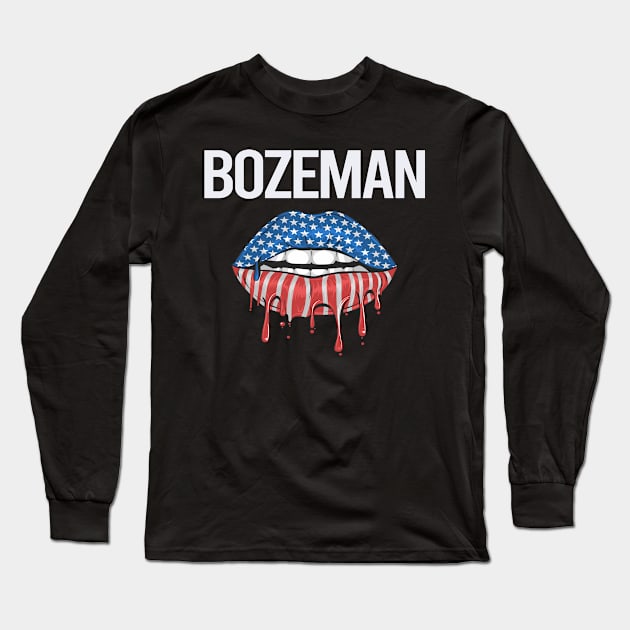 USA Flag Lips Bozeman Long Sleeve T-Shirt by rosenbaumquinton52